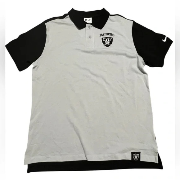 Nike Las Vegas Raiders Athletic Polo Shirt 2 button Black/Gray Medium - Picture 1 of 7
